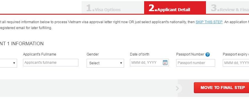 skip completing online Vietnam visa application form